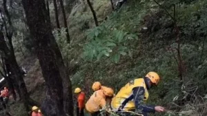 A tragic accident occurred on Friday afternoon when a tempo traveller, carrying 22 people, veered off