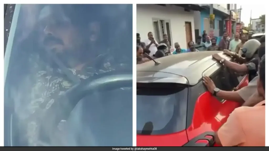 A bizarre incident in Kerala's Kottayam left commuters stunned after a driver apparently stopped his car