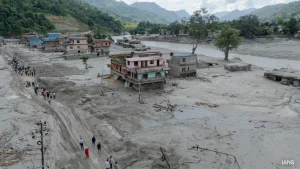 Does the devastating flooding unleashed by the collapse of a section of glacier in the Nepalese