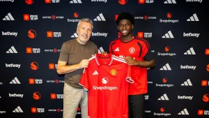 Cameroon's Carlos Baleba has joined Manchester United from Brighton and Hove Albion, the Premier League