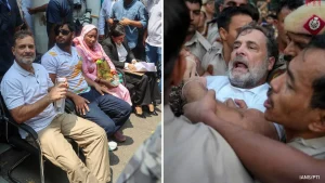The filing came after a lengthy sit-in by Leader of Opposition Rahul Gandhi outside the Parliament