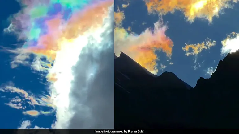 Rare Rainbow Clouds Paint Ladakh Sky In Dreamy Shades Of Pink, Green And Blue: "Mesmerising"