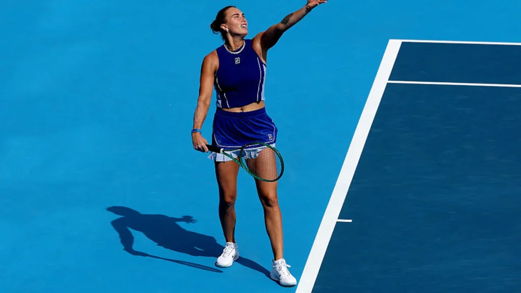 Top seed Aryna Sabalenka fought through 6-2, 7-6 (7/2) against Talia Gibson on Sunday to join two other