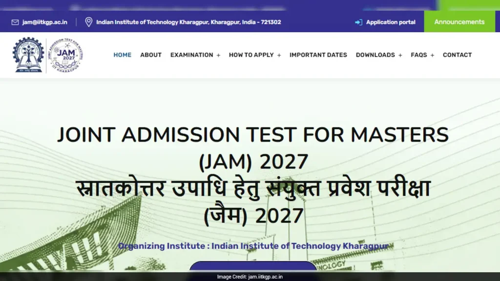 The Indian Institute of Technology Kharagpur has officially launched the website for the IIT JAM 2027