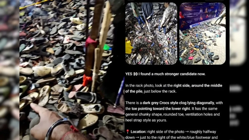 A video showing a man using ChatGPT to locate his lost clogs in a sea of footwear has gone viral