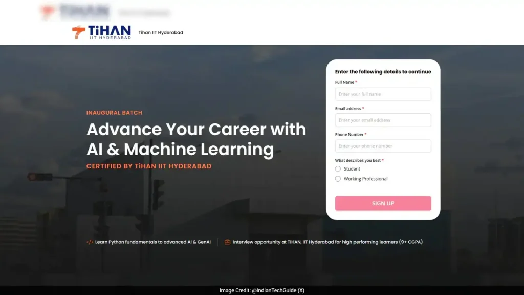 Students and working professionals interested in the course should check the official TiHAN-IIT