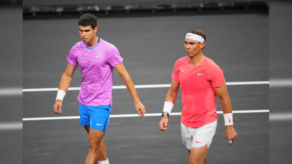 Carlos Alcaraz and Rafael Nadal warmed up for the ATP Indian Wells Masters on Sunday with a lively