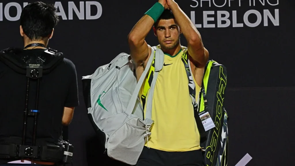 World number two Carlos Alcaraz retired from his first-round match Tuesday at the ATP Rio Open
