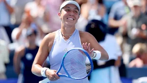 Jessica Pegula rallied from a break down in the final poised to topple defending champion Iga Swiatek