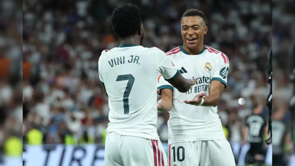 Kylian Mbappe scored a brilliant hat-trick to help Real Madrid thrash Real Sociedad 4-1 in La