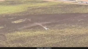 The plane was badly damaged, but the pilot escaped without injuries