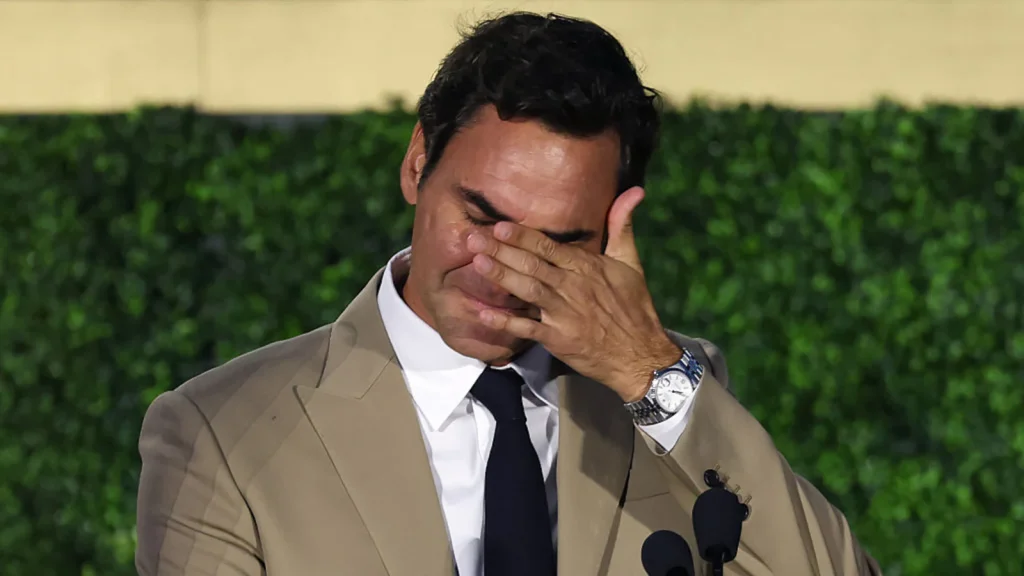 Tearful Roger Federer Breaks Down During Tennis Hall Of Fame Speech — "This Is Such A Mess"