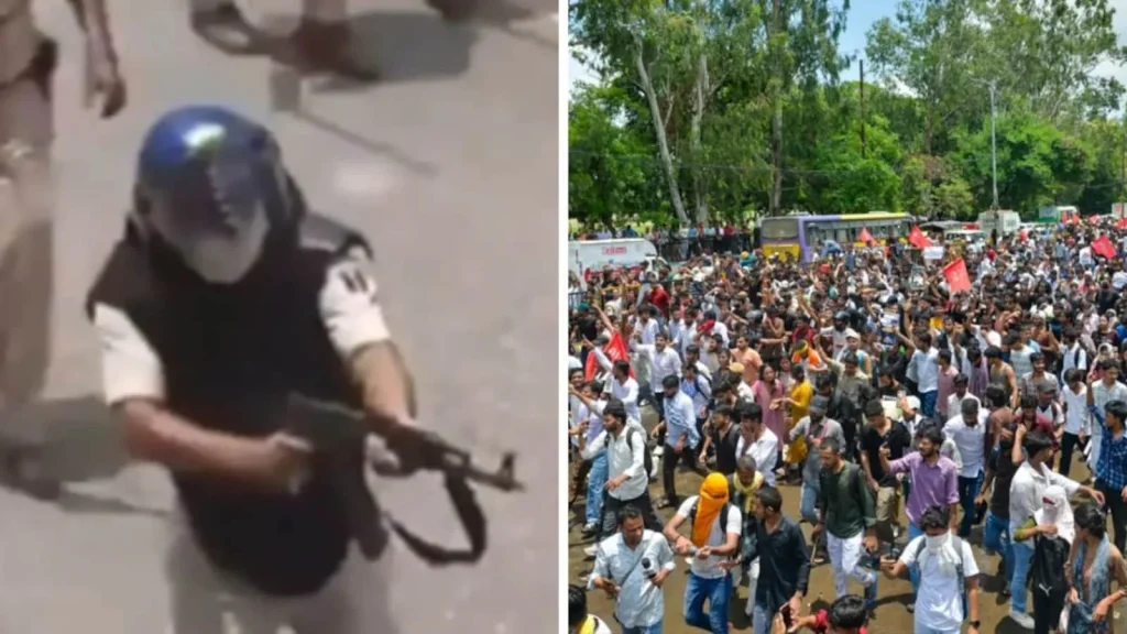 Under fire over the use of an AK-47 rifle by a police official during the last month's students' protest