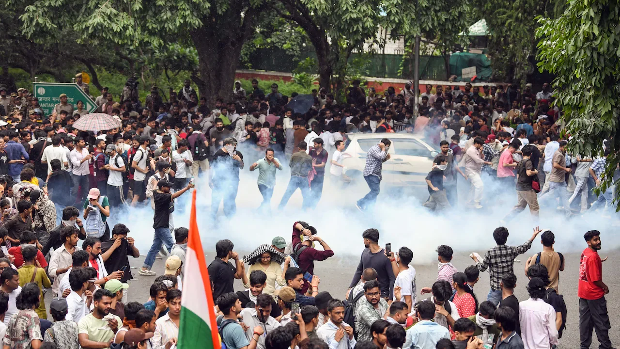 The Delhi Police said more than 240 personnel were injured during the Cockroach Janta Party's 'Chalo Sansad' march on July 20.