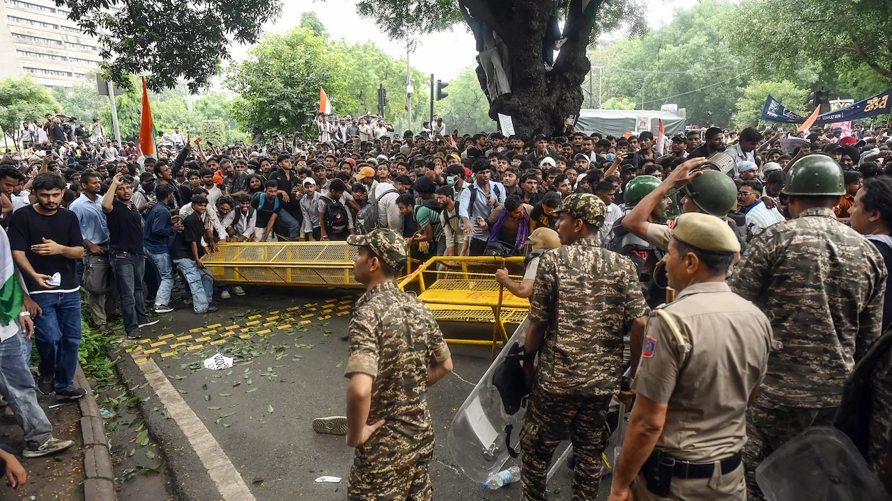 The Delhi Police said more than 240 personnel were injured during the Cockroach Janta Party's 'Chalo Sansad' march on July 20.