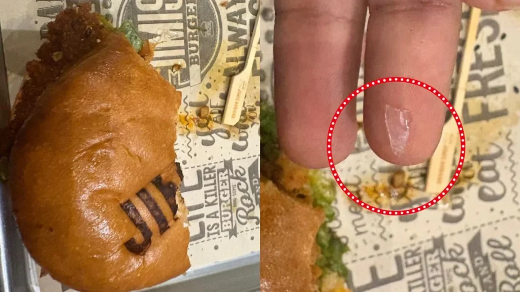 A customer has alleged that she found a piece of glass inside a burger at Jimis Burger in Andheri