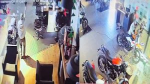 CCTV footage from inside the shop showed the man dancing, drinking coffee, taking a bath and even