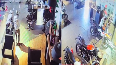 CCTV footage from inside the shop showed the man dancing, drinking coffee, taking a bath and even