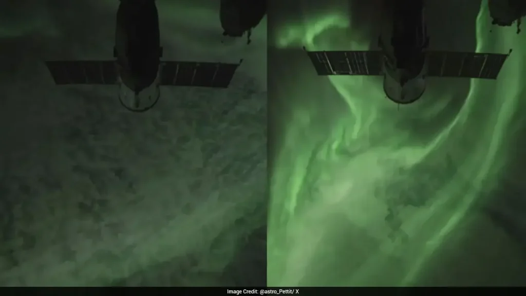 Astronaut Don Pettit has shared a breathtaking view of wavy green auroras glowing above Earth