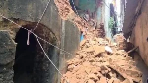 A 61-year-old woman died when a portion of a more than two-centuries-old building at Jorabagan in north