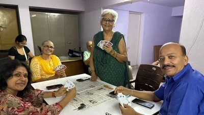 Pushpa Singh, at the age of 79, is actively participating in a koat pees, or court piece, tournament