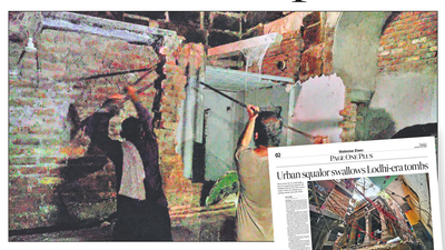 After HT report, Delhi civic body begins removing illegal structures at encroached Zamrudpur