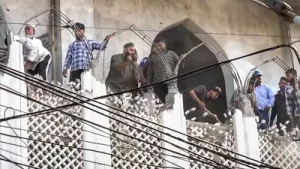 Violence erupted earlier on Monday during the demolition of a portion of the mosque, with some