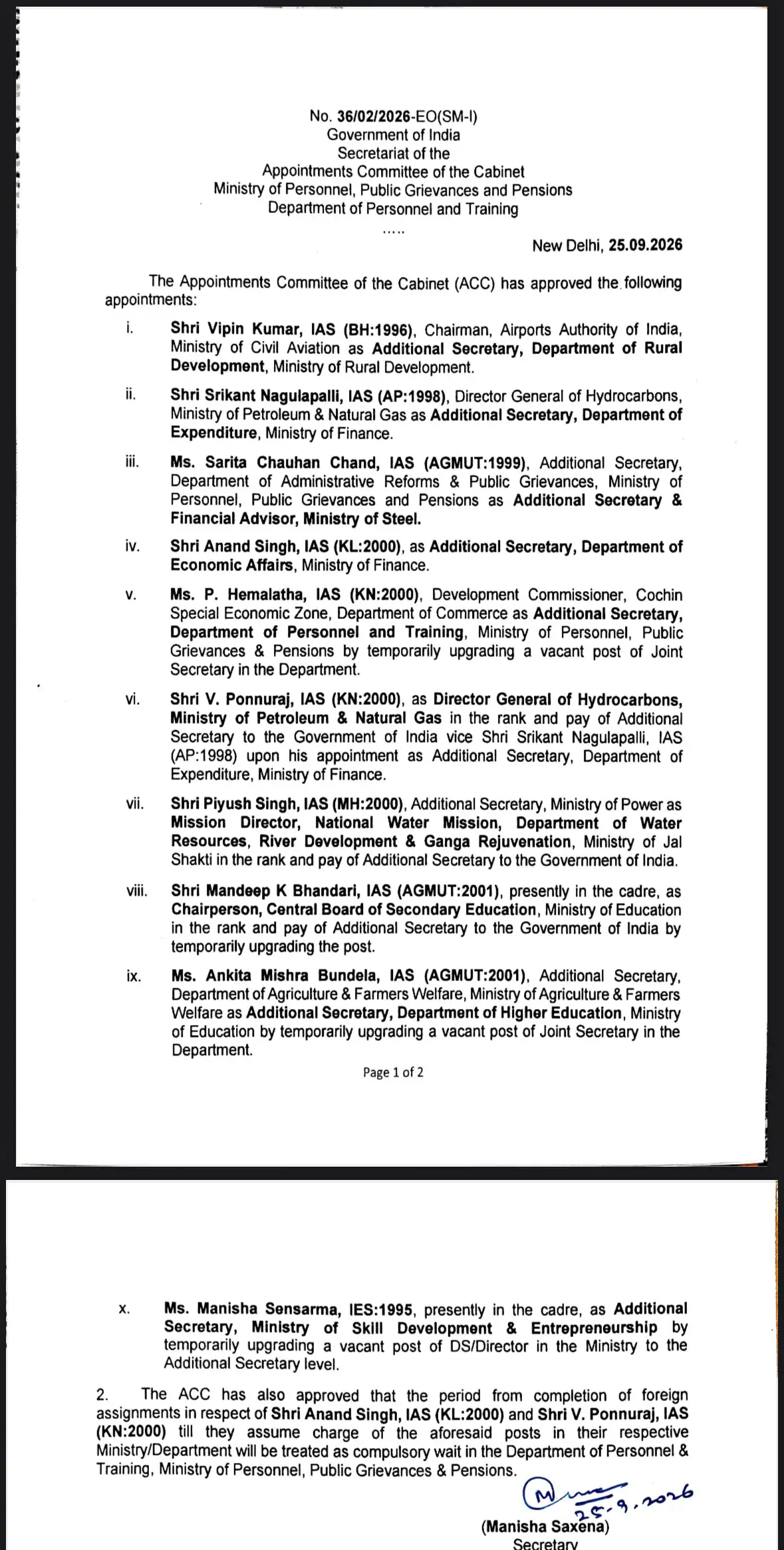 Bhandari has officially taken office as the new head of the Central Board of Secondary