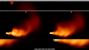 Astronomers at Caltech have pieced together a stunning video showing a powerful beam