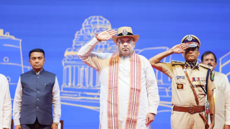 Union Home Minister Amit Shah presented the President's Colour to the Goa Police, recognizing