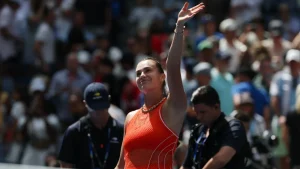 Afterwards, Sabalenka told an on-court interviewer that she was "super happy" with her form