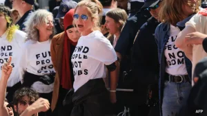 Movie star Susan Sarandon and "Hacks" actress Hannah Einbinder were among people detained