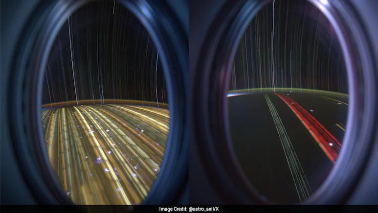 Astronaut Anil Menon has captured two remarkable star trail images that reveal different