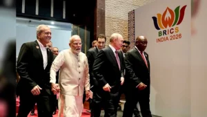 During the BRICS Business Forum in New Delhi on Friday, a notable image emerged of Prime