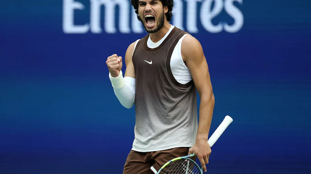 Defending champion Carlos Alcaraz fended off hard-hitting Wu Yibing in straight sets on Friday