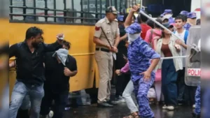 He said it was very distressing to see police officers assaulting protesters