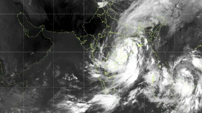 A deep depression over the Bay of Bengal made landfall in Andhra Pradesh late Wednesday night