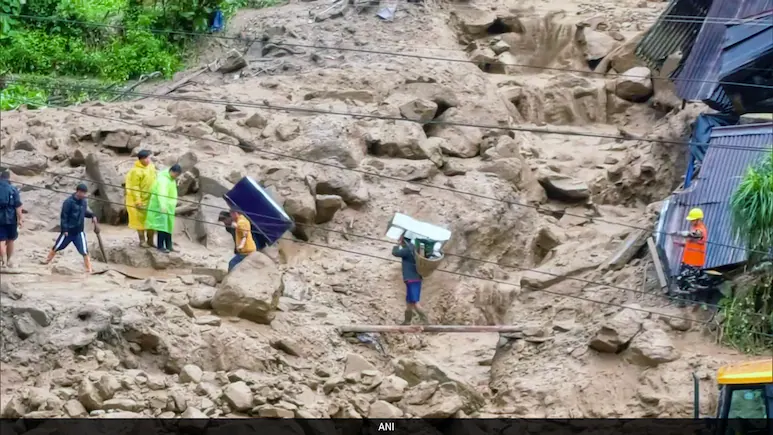 Flash floods and landslides have caused significant damage in Rimbi village, West Sikkim
