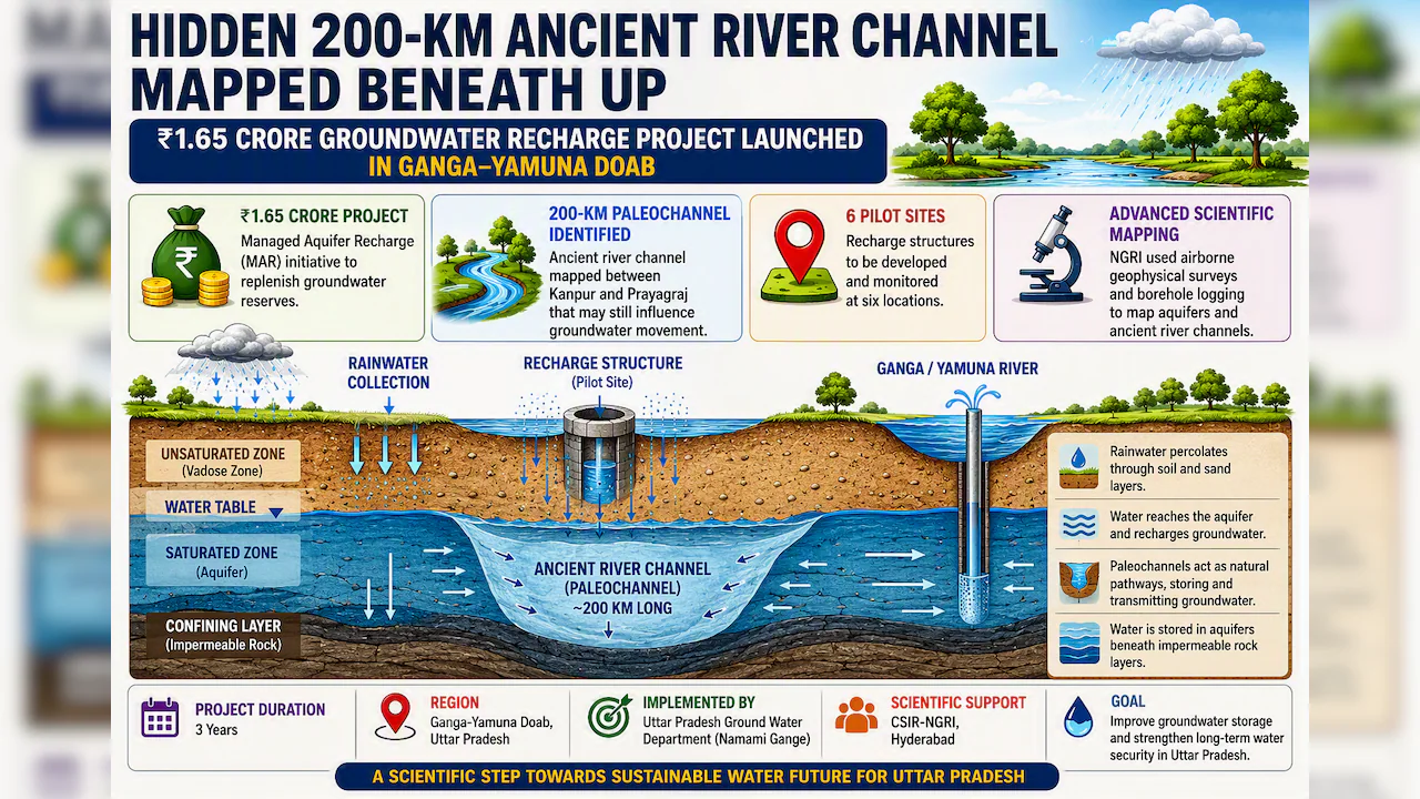 These tests mapped deep aquifers and ancient river courses beneath the Ganges-Yamuna Doab