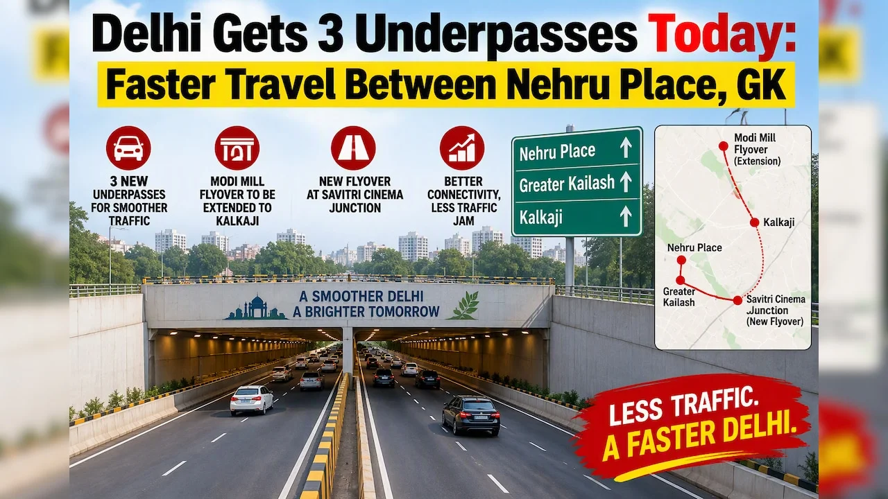 Delhi To receives 3 New Underpasses Today: Faster Travel From Nehru Place To Greater Kailash