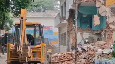 Early Saturday morning, the demolition of a mosque structure began at the Collectorate premises