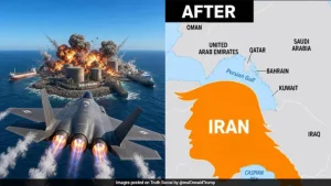One post showed the outline of Trump's side profile superimposed on a map of Iran, underscoring