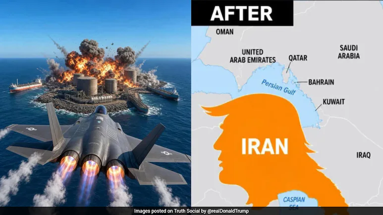 One post showed the outline of Trump's side profile superimposed on a map of Iran, underscoring