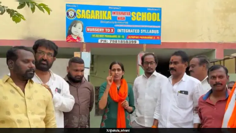 Srivani and her supporters questioned the school management and a teacher over the issue