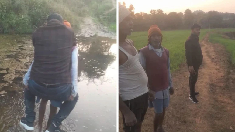 Madhya Pradesh Revenue Official Crosses Drain On Elderly Man's Back, Suspended