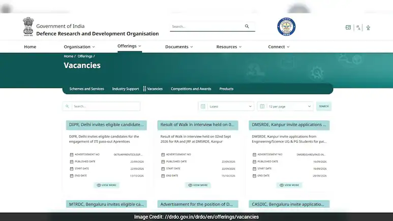 Applications Open For Junior Research Fellow Posts — DRDO Recruitment 2026