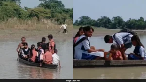 School children in Chengajan Gowala village in Assam's Dhemaji district are still relying