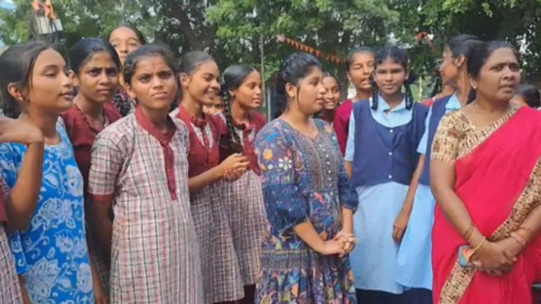 Class 10 students of the Zilla Parishad Girls' High School in Telangana's Bayyaram staged