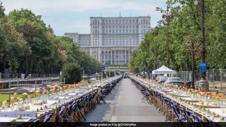 Romania Sets Guinness World Record With 5-km-Long Table To Raise Funds