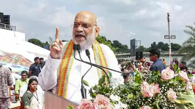 Amit Shah flags off motorcycle rally to mark PM Modi's 25 years in public life